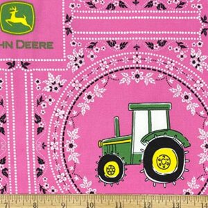 1/2 Yard - John Deere Hot Pink Bandana Cotton Fabric - Officially Licensed (Great for Quilting, Sewing, Craft Projects, Throw Blankets & More) 1/2 Yard X 44"