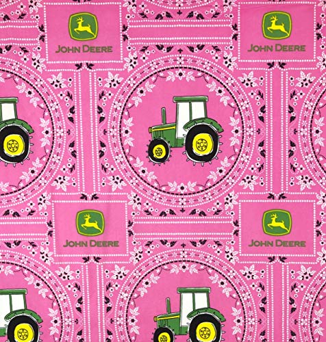 1/2 Yard - John Deere Hot Pink Bandana Cotton Fabric - Officially Licensed (Great for Quilting, Sewing, Craft Projects, Throw Blankets & More) 1/2 Yard X 44"