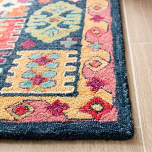 SAFAVIEH Aspen Collection 8' x 10' Blue / Red APN518M Handmade Boho Wool Area Rug