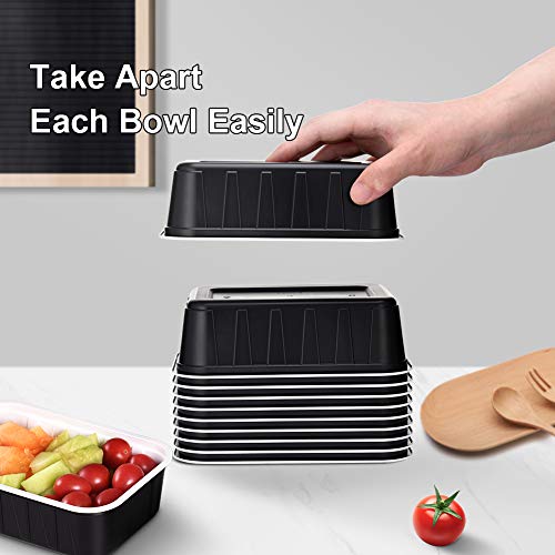 OTOR Bento box Meal Prep Containers with Clear Airtight Lids 24oz Lunch Boxes Deli Container take away food storage Two-color process Stackable Reusable BPA Free Dishwasher, Microwave, Freezer Safe 25 Sets