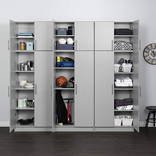 Prepac Elite 2 Door Standing Storage Cabinet, 16" D x 32" W x 65" H, Light Gray