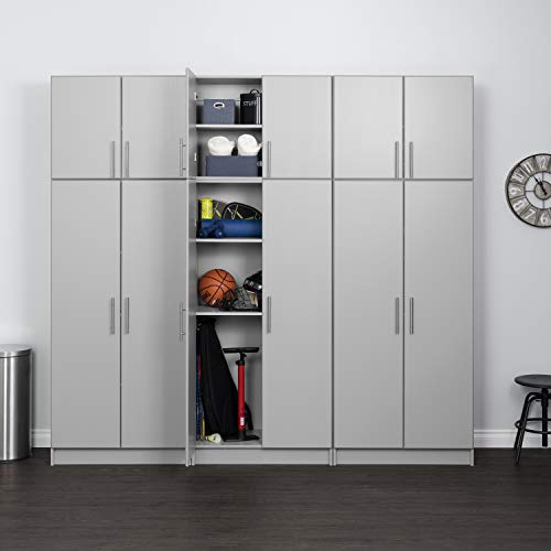 Prepac Elite 2 Door Standing Storage Cabinet, 16" D x 32" W x 65" H, Light Gray