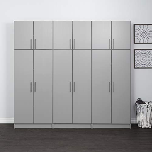 Prepac Elite 2 Door Standing Storage Cabinet, 16" D x 32" W x 65" H, Light Gray