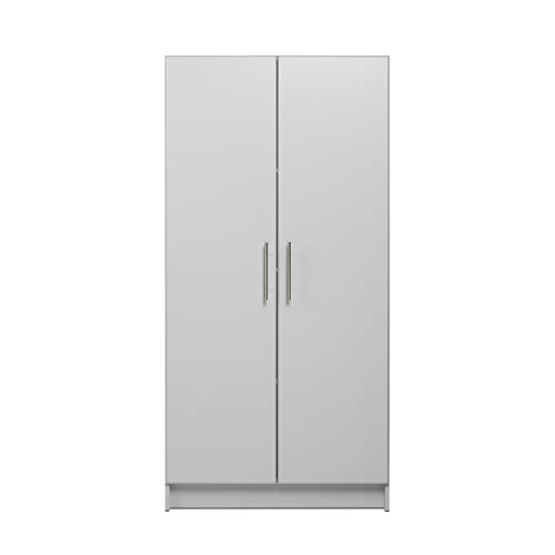 Prepac Elite 2 Door Standing Storage Cabinet, 16" D x 32" W x 65" H, Light Gray