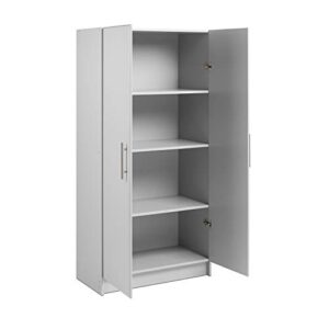 Prepac Elite 2 Door Standing Storage Cabinet, 16" D x 32" W x 65" H, Light Gray