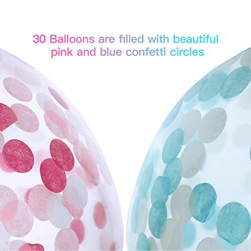 60 Pieces 12 Inch Gender Reveal Pink Blue Balloons Confetti Balloons Pastel Balloons for Wedding Baby Shower Birthday Party Supplies