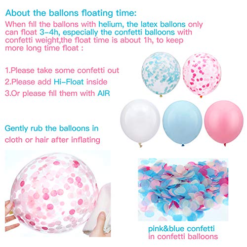 60 Pieces 12 Inch Gender Reveal Pink Blue Balloons Confetti Balloons Pastel Balloons for Wedding Baby Shower Birthday Party Supplies