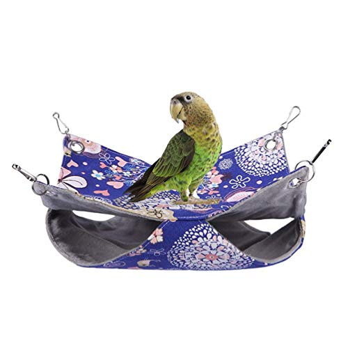 Bird Double Hammock Warm Nest Bed for Parrot Budgie Parakeet Cockatiel Conure Lovebird Hamster Rat Mice Chinchinlla (L)