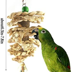 Parrot Toys Chewing Bird Toy Cuttle Bone Beak Grinding Cage Hanging Bell Toys for African Greys Amazon Conure Eclectus Budgies Parakeet Cockatiel Hamster Chinchilla Rabbit, 3 Pack