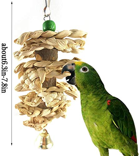 Parrot Toys Chewing Bird Toy Cuttle Bone Beak Grinding Cage Hanging Bell Toys for African Greys Amazon Conure Eclectus Budgies Parakeet Cockatiel Hamster Chinchilla Rabbit, 3 Pack