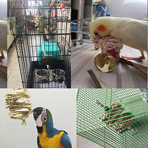 Parrot Toys Chewing Bird Toy Cuttle Bone Beak Grinding Cage Hanging Bell Toys for African Greys Amazon Conure Eclectus Budgies Parakeet Cockatiel Hamster Chinchilla Rabbit, 3 Pack