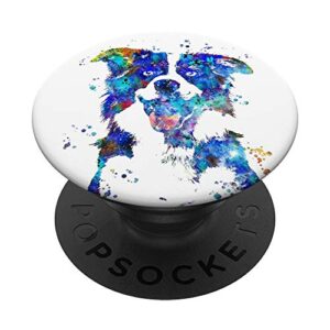 border collie watercolor art popsockets popgrip: swappable grip for phones & tablets