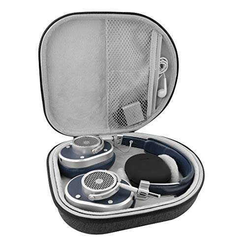 Geekria Shield Headphones Case Compatible with Master & Dynamic MW75, MH40, MW65, MW60, MW50+, MG20 Wireless Case, Replacement Hard Shell Travel Carrying Bag with Cable Storage (Dark Grey)