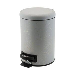 elle décor step bin with lid trash can | dimensions: 8.7"x 6.7"x 9.8" | 3 liter | speckled design | bathroom accessories | easy open and close | grey
