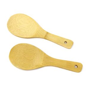 honbay 2pcs bamboo rice scoops paddles for kitchen (20cm)