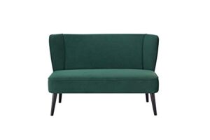 a&d home 52.3” manhattan mid-century modern velvet armless loveseat sofa chair with wood legs, green