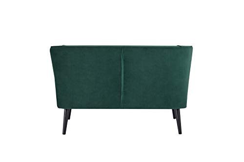 A&D Home 52.3” Manhattan Mid-Century Modern Velvet Armless Loveseat Sofa Chair with Wood Legs, Green