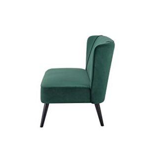 A&D Home 52.3” Manhattan Mid-Century Modern Velvet Armless Loveseat Sofa Chair with Wood Legs, Green