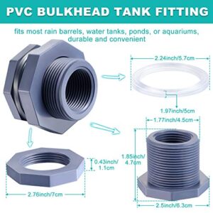 Outus 2 Pieces 1 Inch PVC Bulkhead Fitting PVC Bulkhead Fittings Rain Barrel Bulkhead Aquarium Bulkhead Tank Bulkhead Aquarium Bulkhead for Rain Barrels, Aquariums, Water Tanks and Ponds