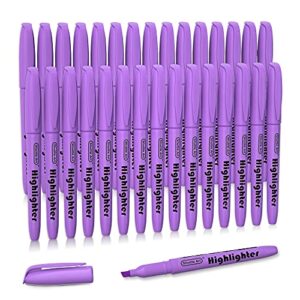 shuttle art highlighters, 30 pack purple highlighters bright colors, chisel tip dry-quickly non-toxic highlighter markers for adults kids highlighting in home school office