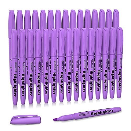 Shuttle Art Highlighters, 30 Pack Purple Highlighters Bright Colors, Chisel Tip Dry-Quickly Non-Toxic Highlighter Markers for Adults Kids Highlighting in Home School Office