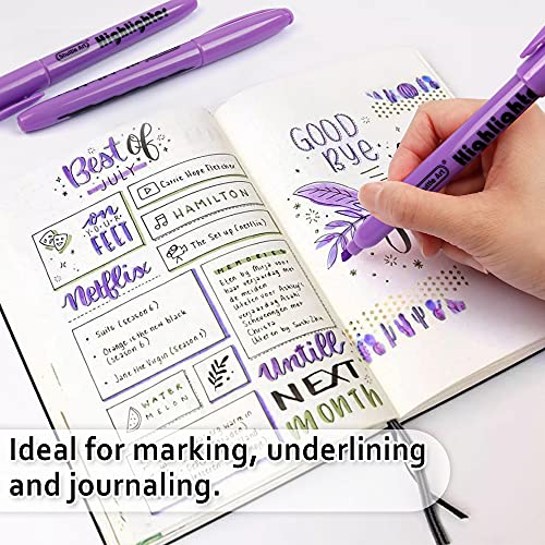 Shuttle Art Highlighters, 30 Pack Purple Highlighters Bright Colors, Chisel Tip Dry-Quickly Non-Toxic Highlighter Markers for Adults Kids Highlighting in Home School Office