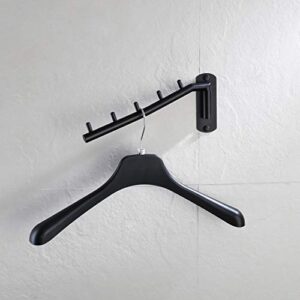 JQK Folding Clothes Hanger Rack, Stainless Steel Swing Arm Hook Holder, Clothing Hanging System Drying Closet Storage Organizer Matte Black Wall Mount, SHR100-PB