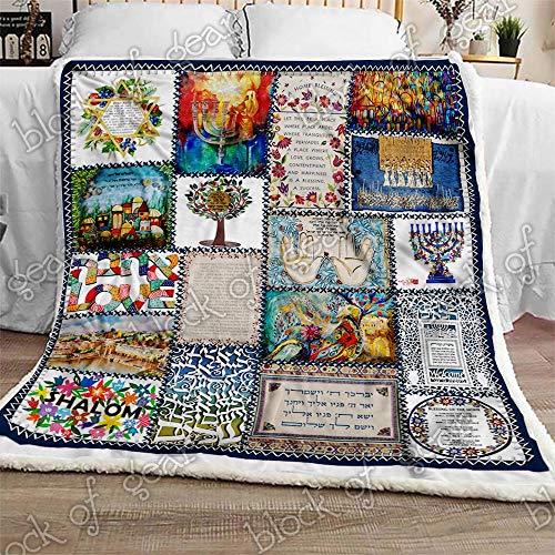 GEEMBI Jewish Blessings Sofa Blanket PN669, Youth Sherpa Fleece Throw Blankets Bedding Blanket Reversible -Decorative Blanketed - Artwork Sherpa Blanket - Best Gift 2019