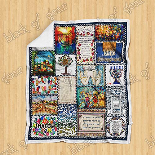 GEEMBI Jewish Blessings Sofa Blanket PN669, Youth Sherpa Fleece Throw Blankets Bedding Blanket Reversible -Decorative Blanketed - Artwork Sherpa Blanket - Best Gift 2019