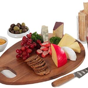 Large 16" x 12" Acacia Wood Charcuterie Board,Cheese Board and Knife Set in Gift box.Serving Platter,Grazing plate, reversible, Cutting Board, kitchen decor