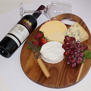 Large 16" x 12" Acacia Wood Charcuterie Board,Cheese Board and Knife Set in Gift box.Serving Platter,Grazing plate, reversible, Cutting Board, kitchen decor