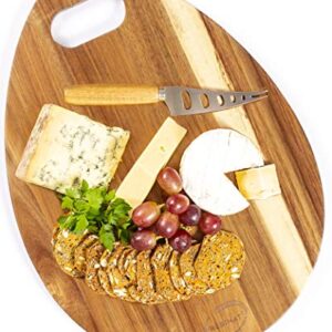 Large 16" x 12" Acacia Wood Charcuterie Board,Cheese Board and Knife Set in Gift box.Serving Platter,Grazing plate, reversible, Cutting Board, kitchen decor