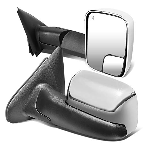 DNA Motoring TWM-012-T111-CH Pair of Chrome Cover Powered Heated Flip Up Towing Mirrors Compatible With 02-08 Ram 1500 / 03-09 Dodge Ram 2500 3500