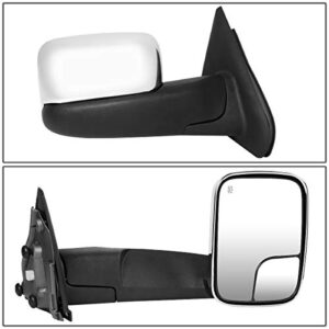 DNA Motoring TWM-012-T111-CH Pair of Chrome Cover Powered Heated Flip Up Towing Mirrors Compatible With 02-08 Ram 1500 / 03-09 Dodge Ram 2500 3500