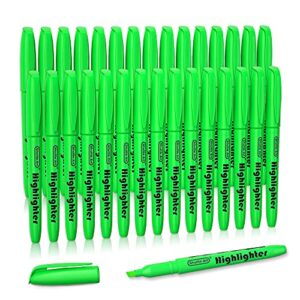 shuttle art highlighters, 30 pack green highlighters bright colors, chisel tip dry-quickly non-toxic highlighter markers for adults kids highlighting in home school office