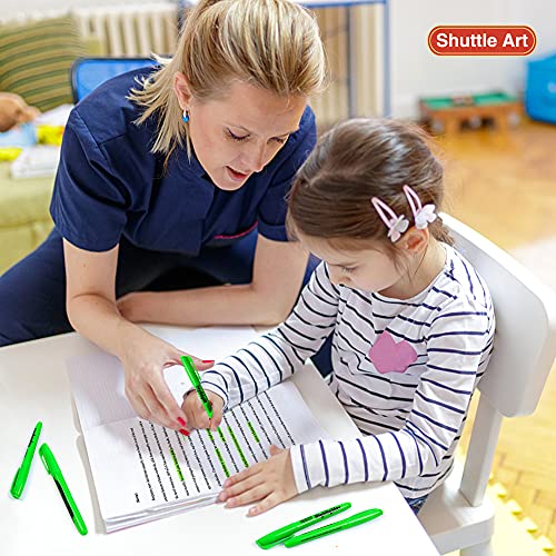 Shuttle Art Highlighters, 30 Pack Green Highlighters Bright Colors, Chisel Tip Dry-Quickly Non-Toxic Highlighter Markers for Adults Kids Highlighting in Home School Office