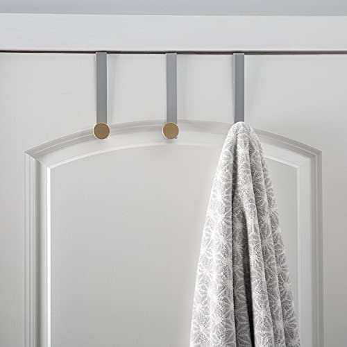 Elle Decor Elle Décor 3 Pack Single Over The Door Grey Bath-Towel-Hooks