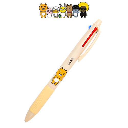 Kakaotalk Kakao Friends 3-in-1 0.7mm Multicolor 3-Colors Ballpoint Pen with Pocket Clip : Ryan