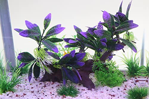 AQUA KT Aquarium Landscape Simulation Artificial Plant Purple, Plastic Plant for Fish Tank Decoration, Aquatic Water Plant, Fish Bowl Ornament