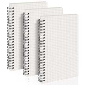 ahgxg graph paper notebook spiral 3 pack - a5 grid notebook 5.7"x 8.3", thick 100gsm graph grid paper, 80 sheets, transparent hardcover journals for school supplies, office, writing, drawing