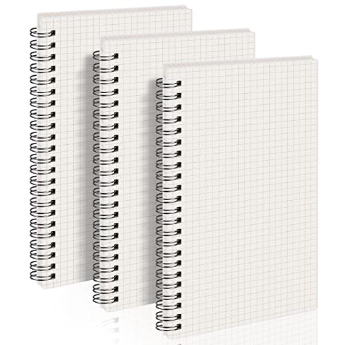 AHGXG Graph Paper Notebook Spiral 3 Pack - A5 Grid Notebook 5.7"x 8.3", Thick 100gsm Graph Grid Paper, 80 Sheets, Transparent Hardcover Journals for School Supplies, Office, Writing, Drawing