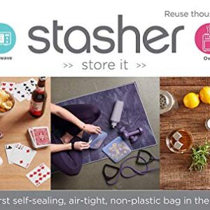 Stasher Re-Usable Food-Grade Platinum Silicone Stand Up Bag for Eating from/Cooking, Freezing and Storing in/Organising/Travelling, 17.80 x 20.30 cm/1.65 Litre/56 Fluid Ounces, Clear