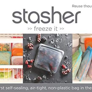 Stasher Re-Usable Food-Grade Platinum Silicone Stand Up Bag for Eating from/Cooking, Freezing and Storing in/Organising/Travelling, 17.80 x 20.30 cm/1.65 Litre/56 Fluid Ounces, Clear