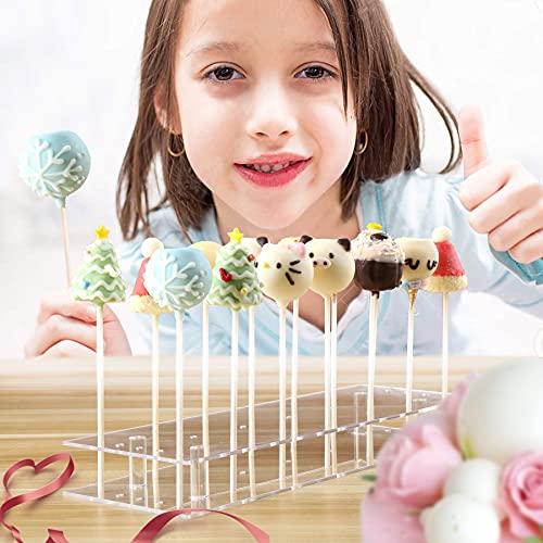 Cake Pop Holder, 2-Pack 21 Hole Clear Acrylic Cake Pop Stand Display for Weddings Baby Showers Birthday Parties Anniversaries Halloween Candy Decorative