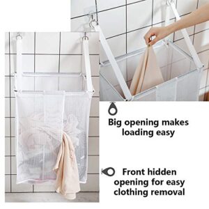 ALYER Wall Hanging Mesh Laundry Hamper,Over The Door Large Storage Bag with Big Metal Rim Opening,Hardware Included (Black)