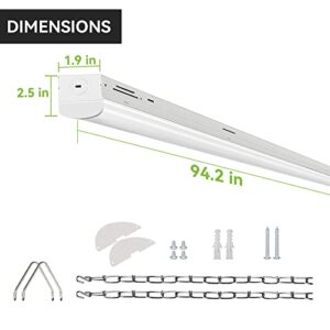 hykolity 8FT LED Shop Light, 65/75/90W LED Strip Light, [6-lamp F32T8 Fluorescent Equiv.] 3500K/4000K/5000K CCT Selectable, 130lm/W Commercial Grade LED Strip Light Fixture for Warehouse -4 Pack