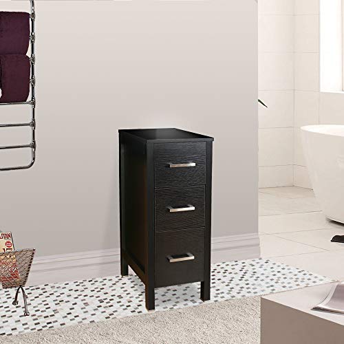 Bathroom Drawer Organizer,Free Standing Single Vanity,Nightstand,12" Lx20 Wx30 H, Made of MDF Wood,Vertical Dresser Storage Tower Vanity for Bedroom/Hallwa/Entryway,Self-Assemble,3 Drawers (Black)