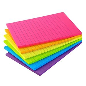 early buy lined sticky notes with lines 4x6 self-stick notes 6 bright color 12 pads, 50 sheets/pad