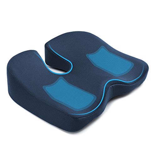 Seat Cushion for Office Chair, Mkicesky Memory Foam Coccyx Cushion Relieve Tailbone, Lower Back, Hip, Sciatica Pain, Ergonomic Seat Pad for Car, Wheelchair, Desk Chair and Sitting on Floor