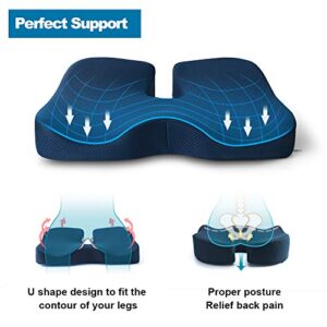 Seat Cushion for Office Chair, Mkicesky Memory Foam Coccyx Cushion Relieve Tailbone, Lower Back, Hip, Sciatica Pain, Ergonomic Seat Pad for Car, Wheelchair, Desk Chair and Sitting on Floor